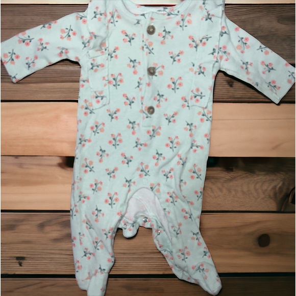 NICOLE MILLER | BABYS FLORAL ONE PIECE ACTIVE OR SLEEPWEAR WITH FOOTIES - Picture 1 of 5